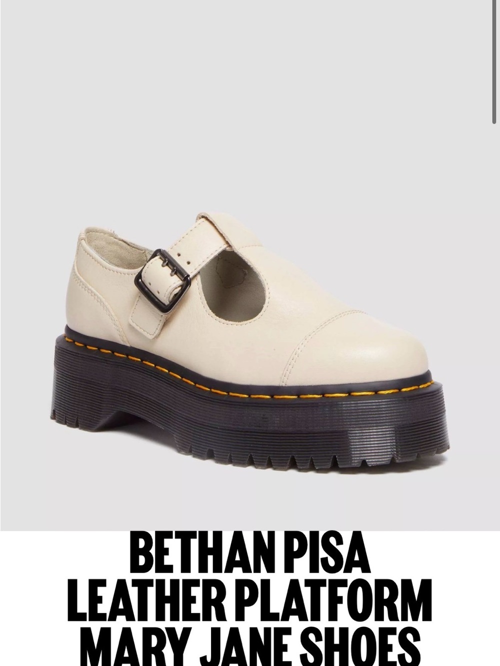 Dr. Martens Bethan Pisa Cream Leather Platform Mary Jane